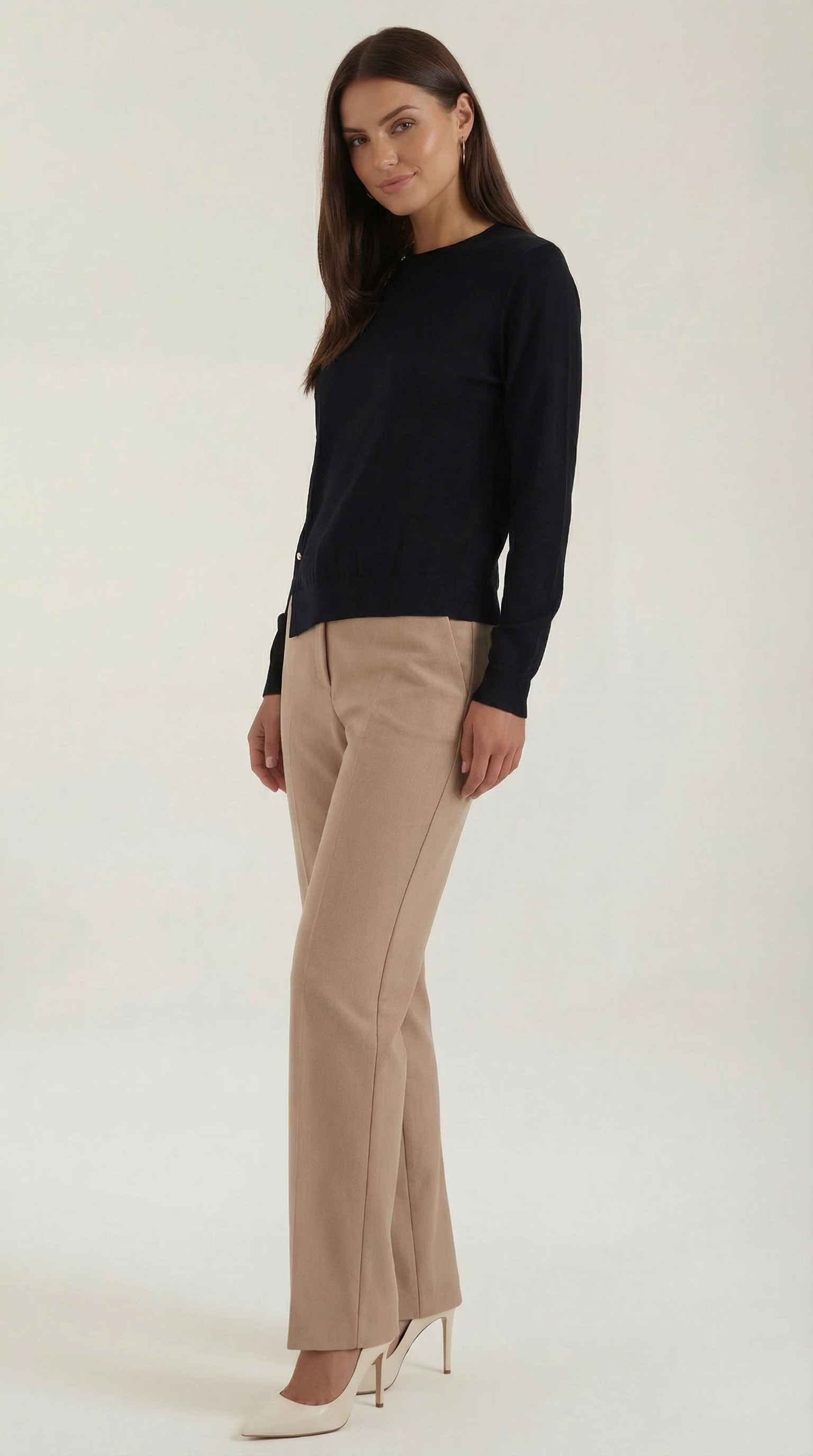 Asymmetric Button Wool-Blend Top