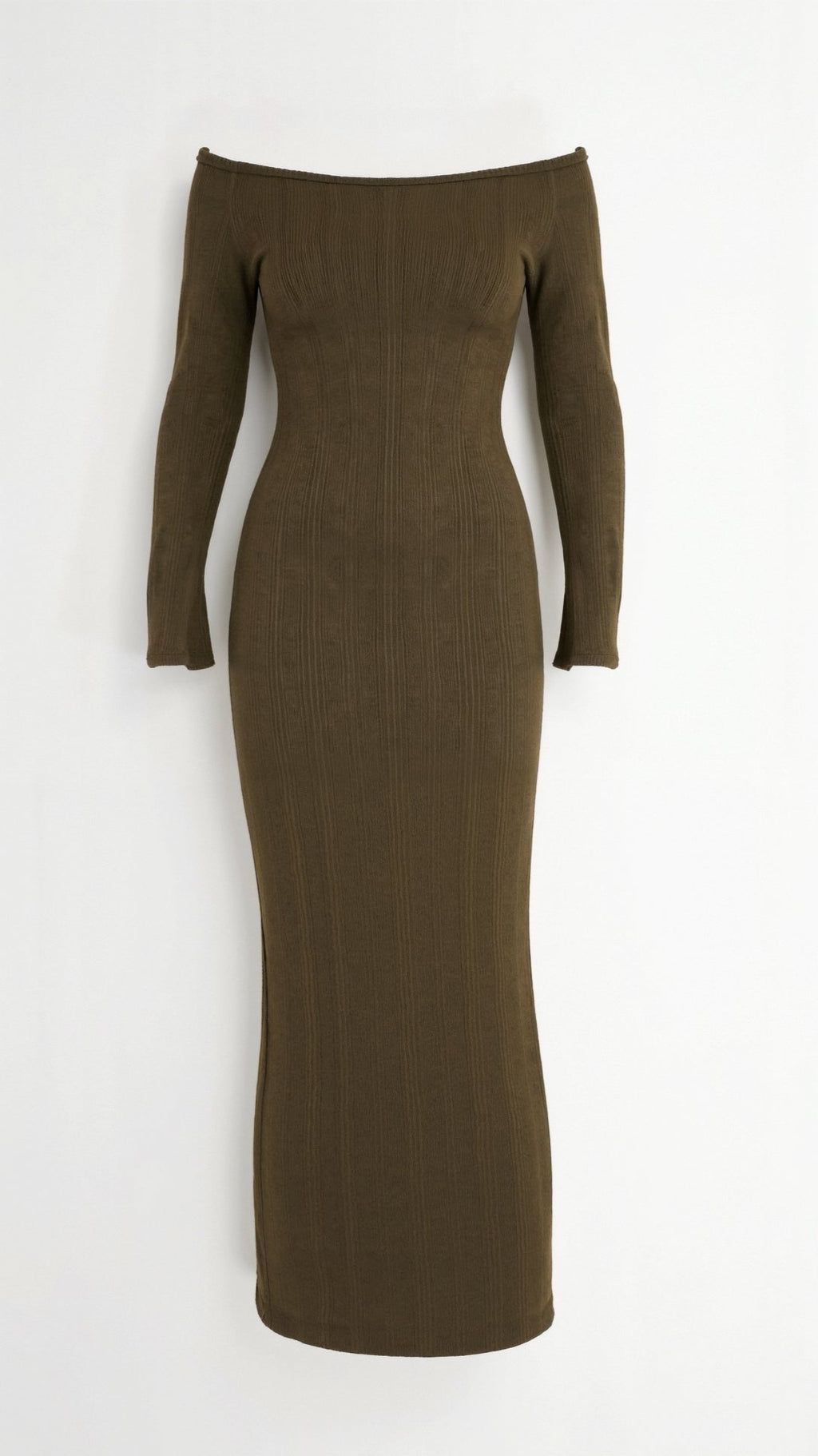Ribbed Off-Shoulder Maxi Dress