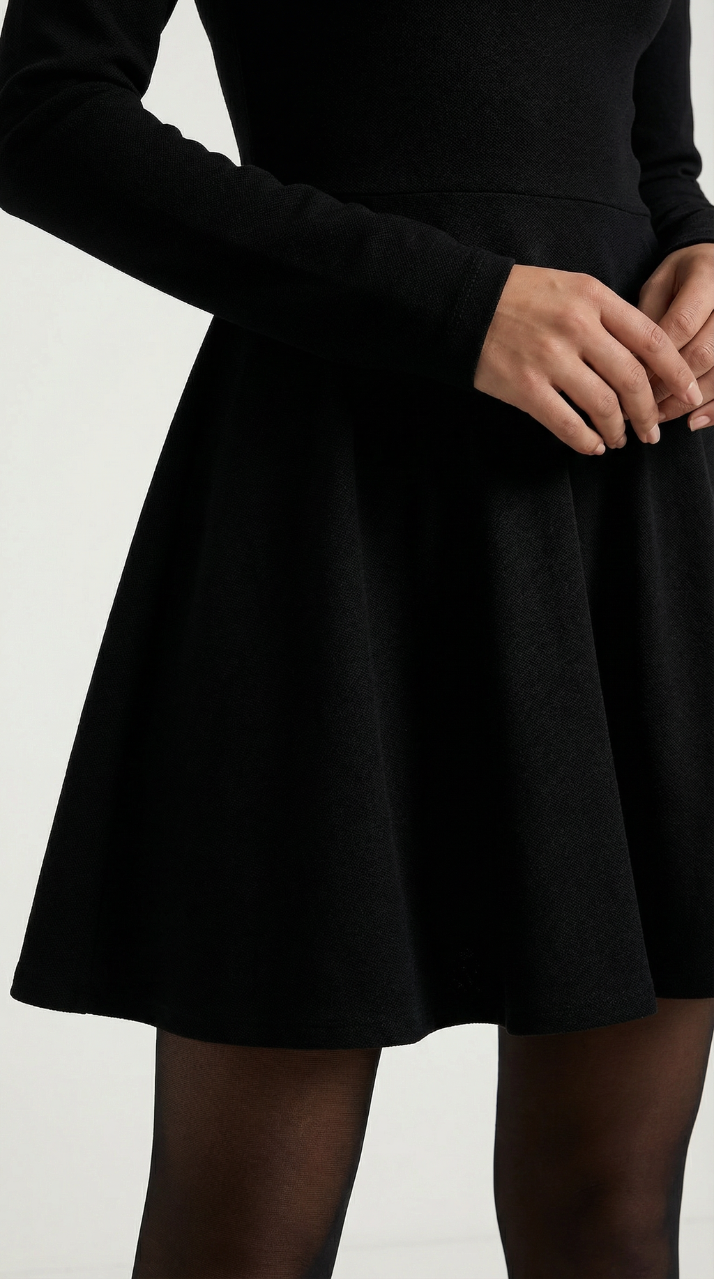 Long Sleeve Pleated Mini Dress