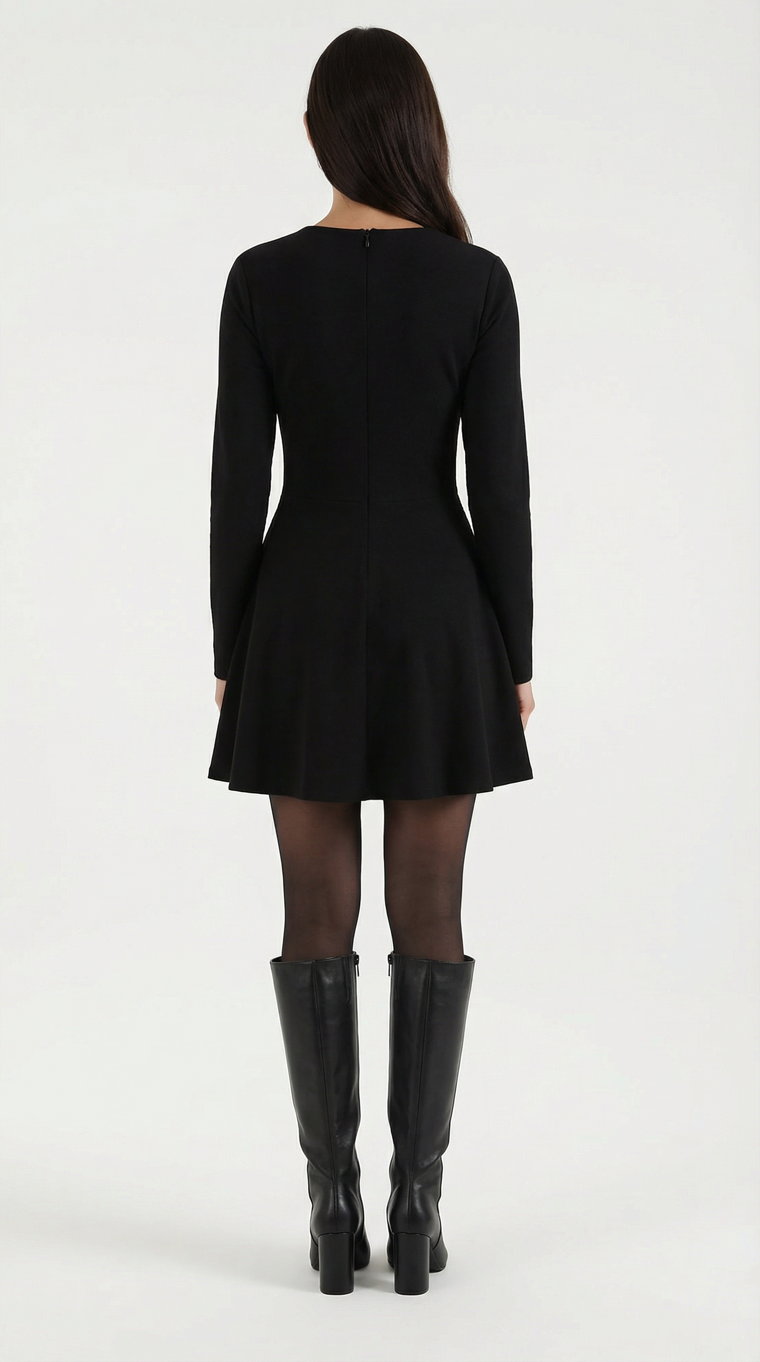 Long Sleeve Pleated Mini Dress