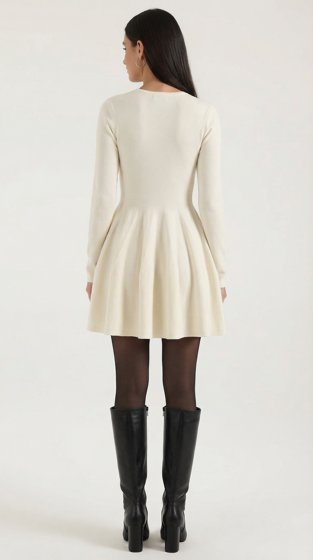 Long Sleeve Pleated Mini Dress