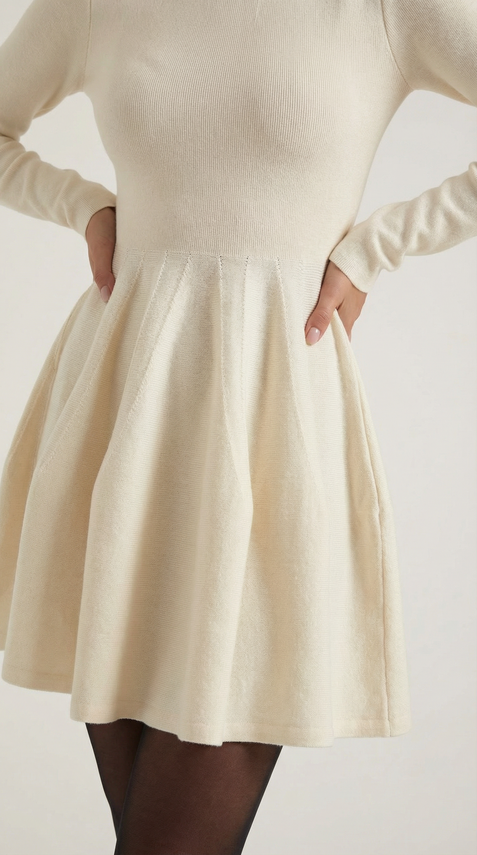 Long Sleeve Pleated Mini Dress