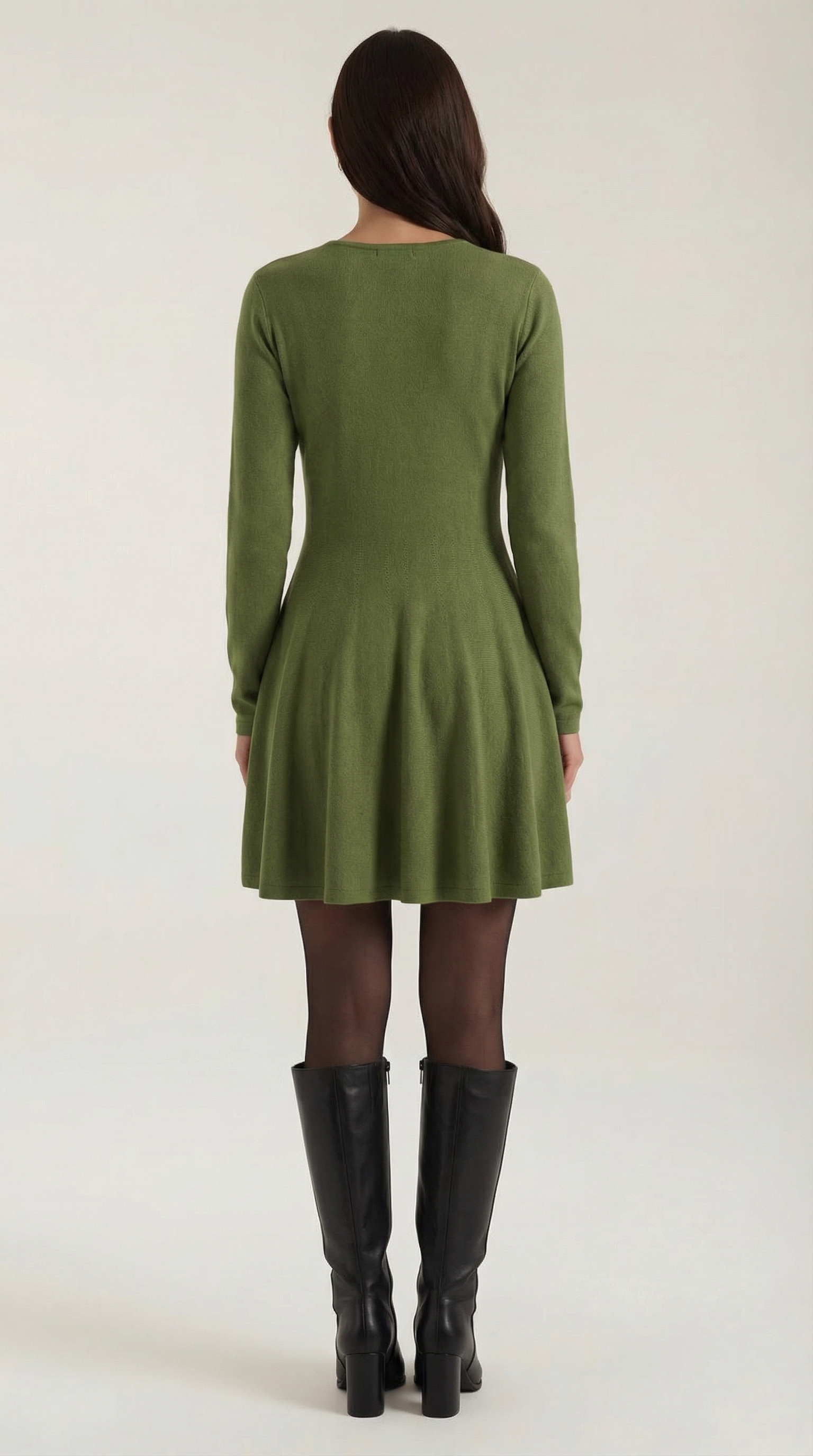 Long Sleeve Pleated Mini Dress
