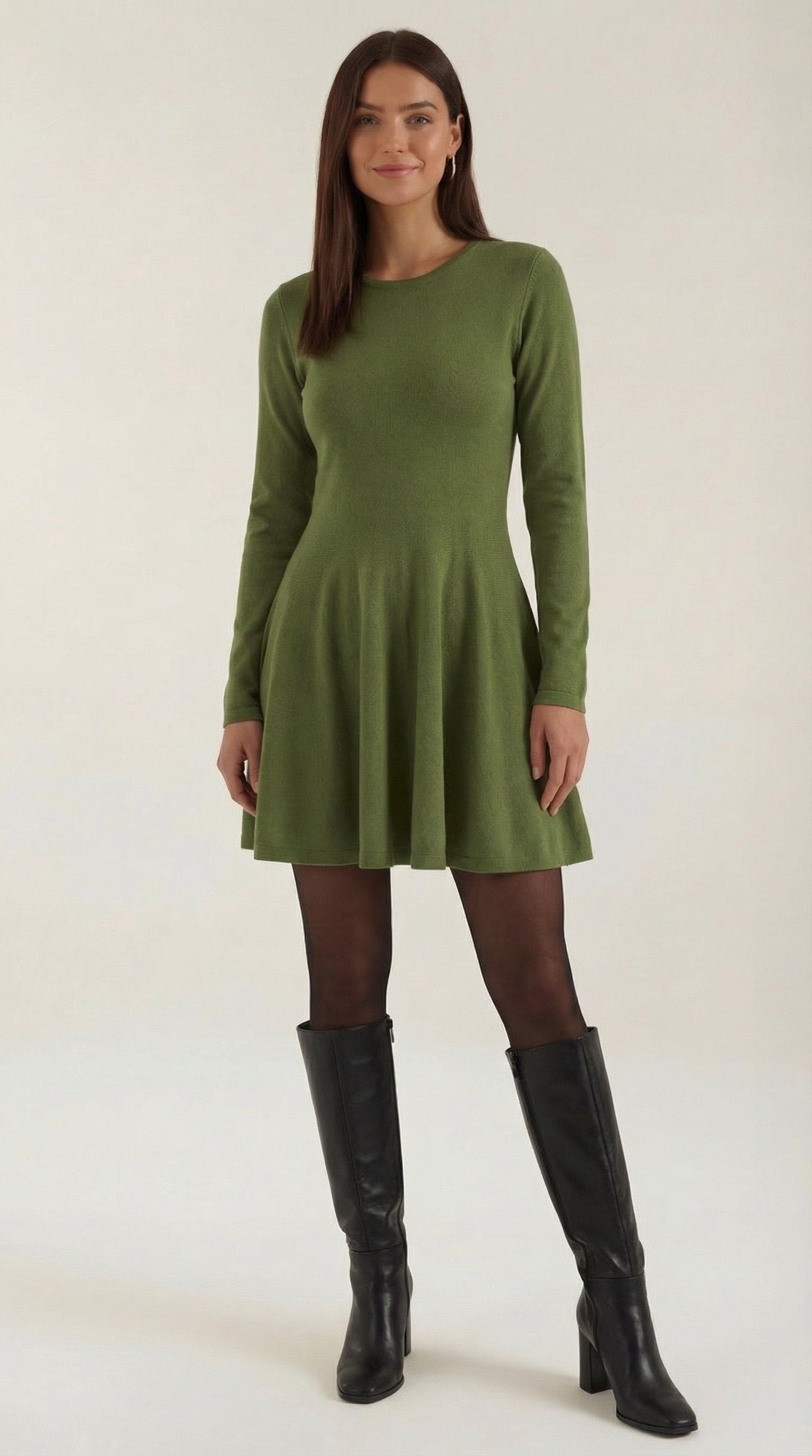Long Sleeve Pleated Mini Dress