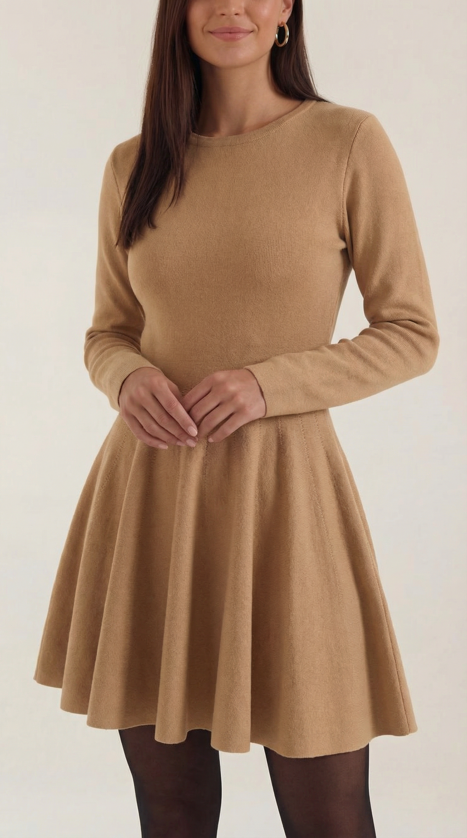 Long Sleeve Pleated Mini Dress