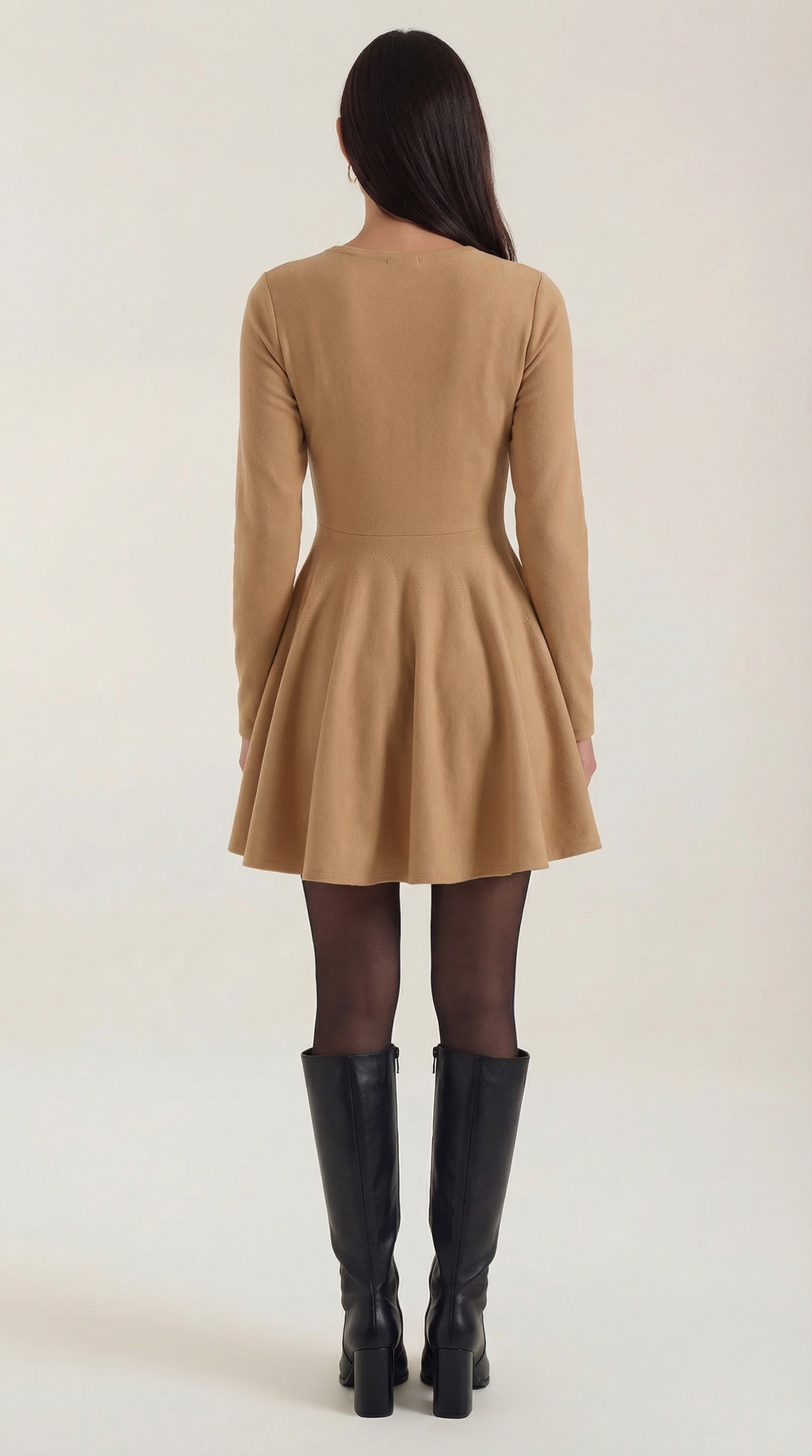 Long Sleeve Pleated Mini Dress