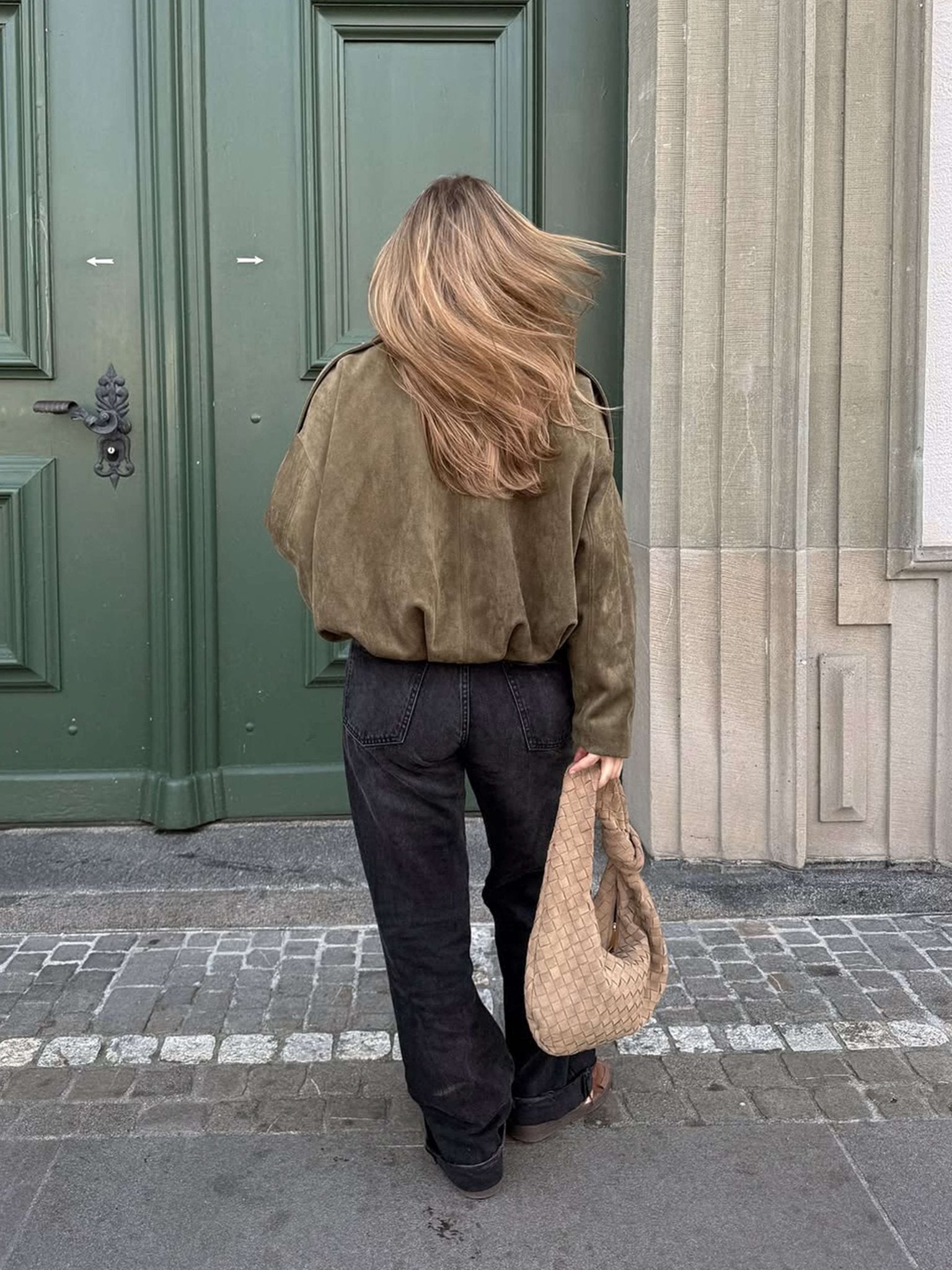 Oversized Faux Suede Bomber Jacket