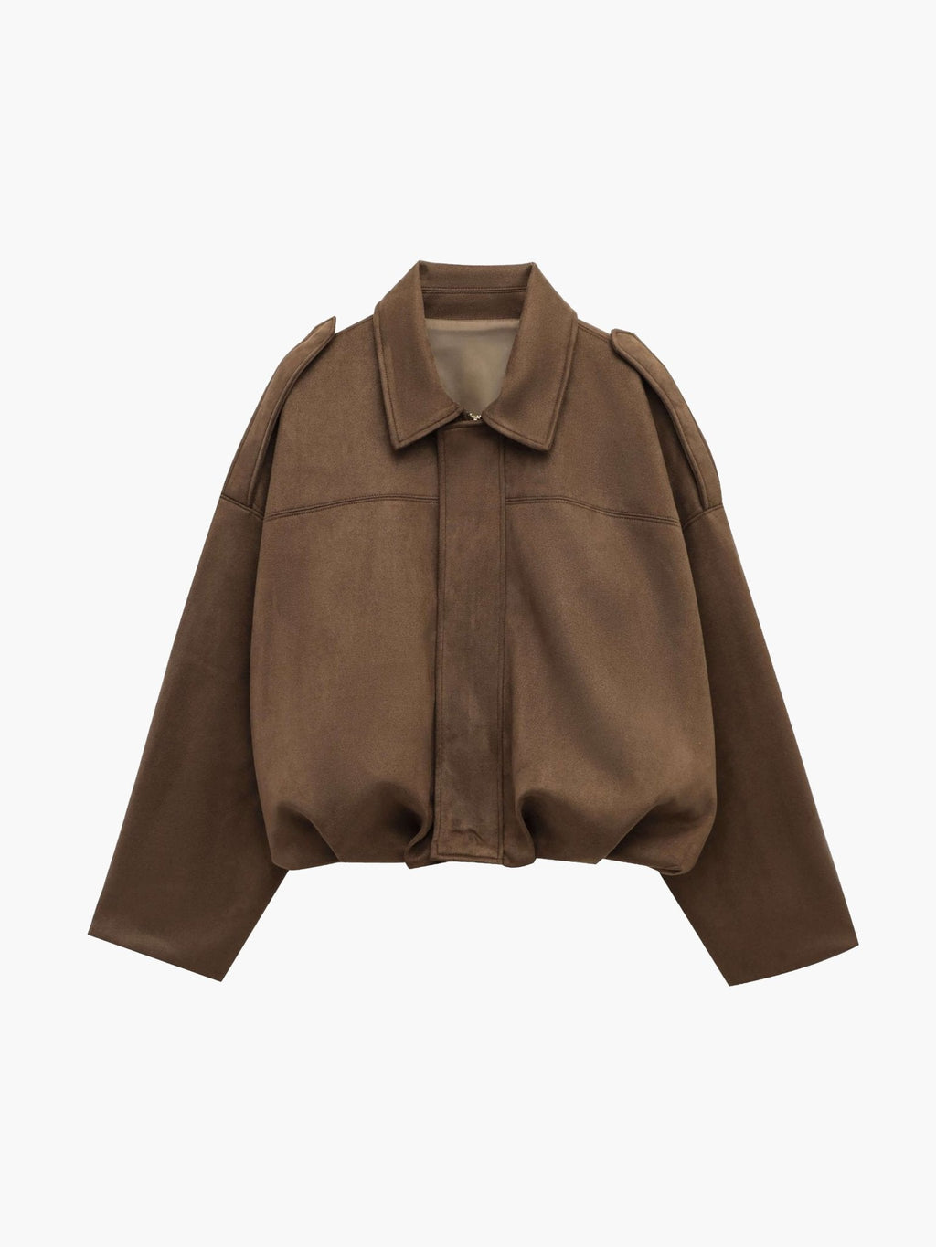 Oversized Faux Suede Bomber Jacket