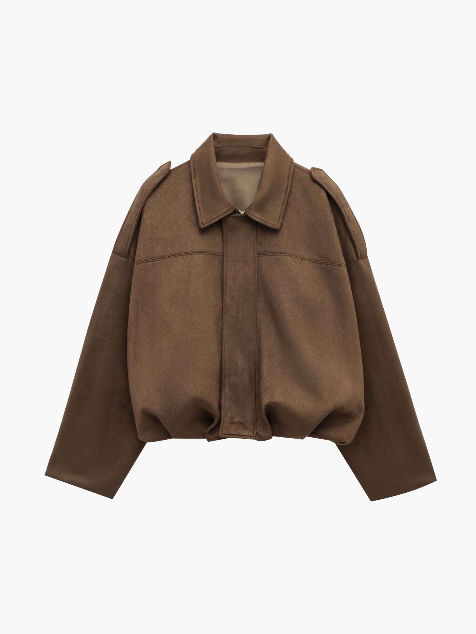 Oversized Faux Suede Bomber Jacket