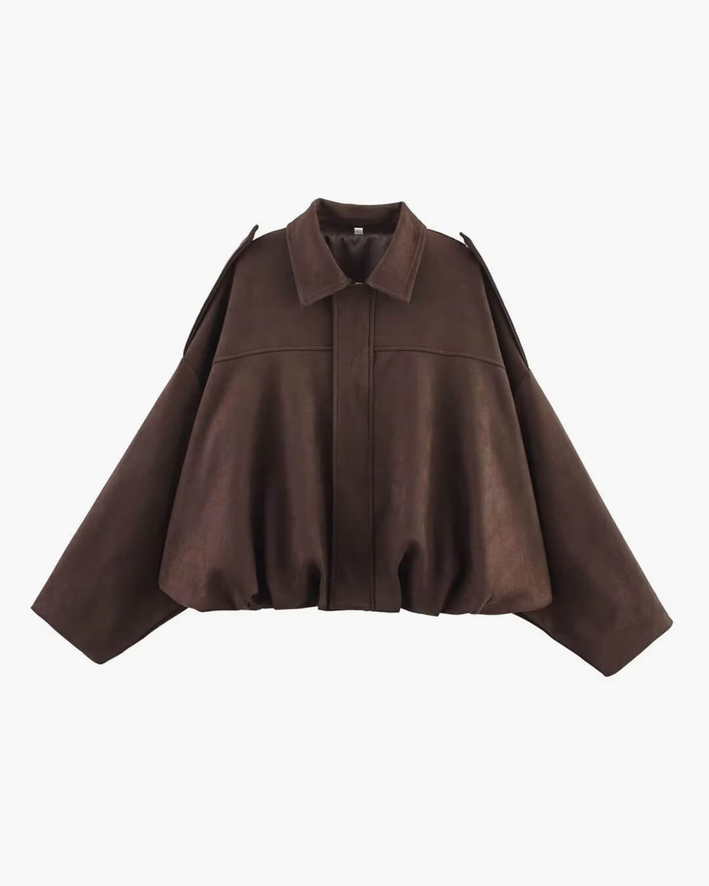 Oversized Faux Suede Bomber Jacket