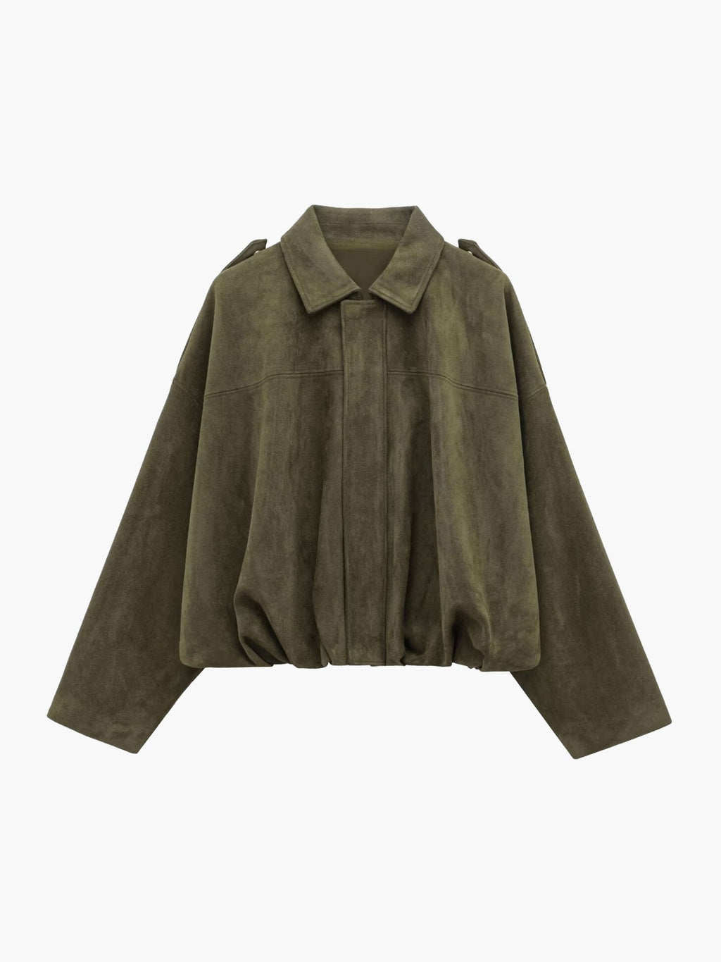 Oversized Faux Suede Bomber Jacket