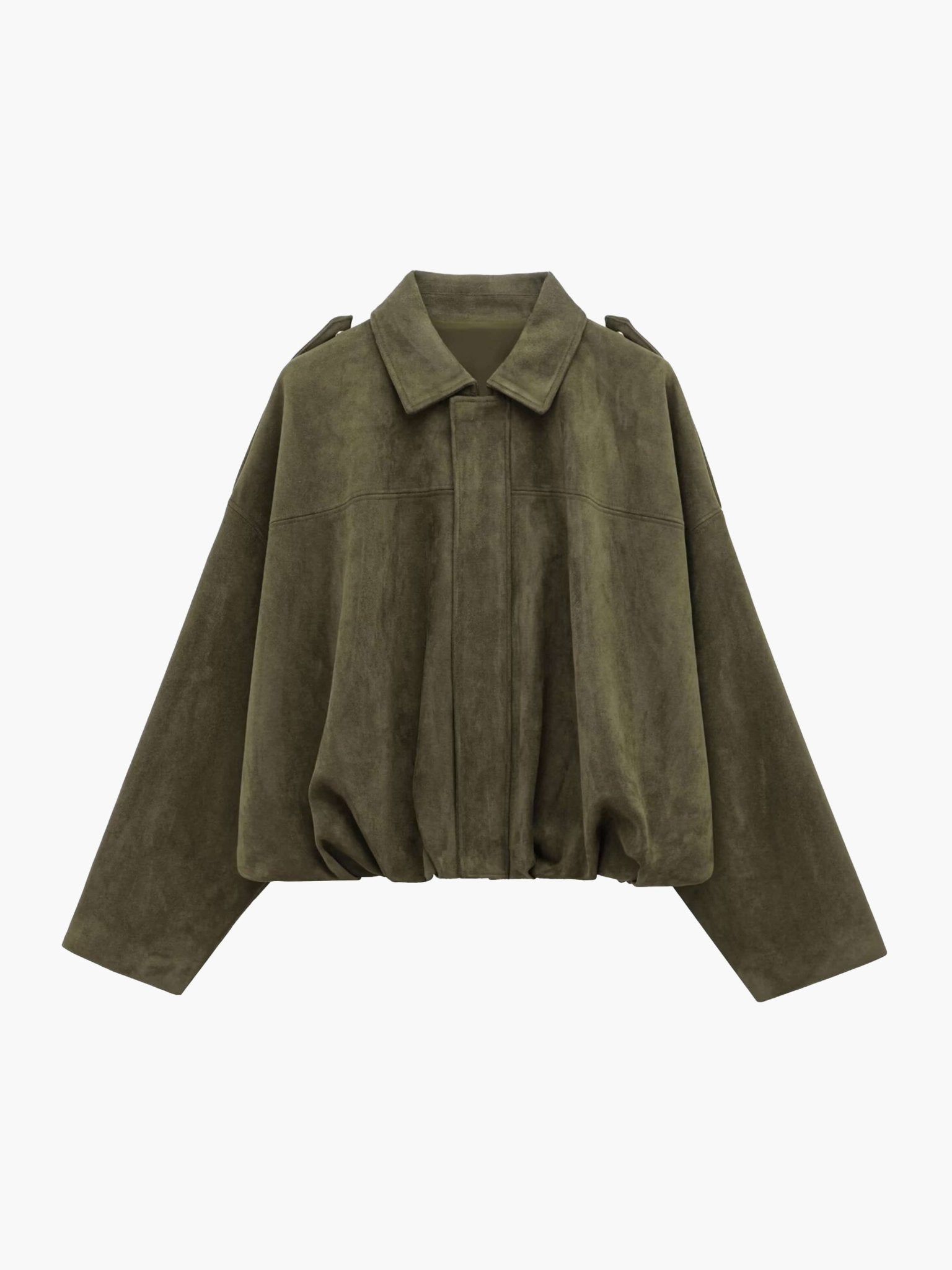 Oversized Faux Suede Bomber Jacket