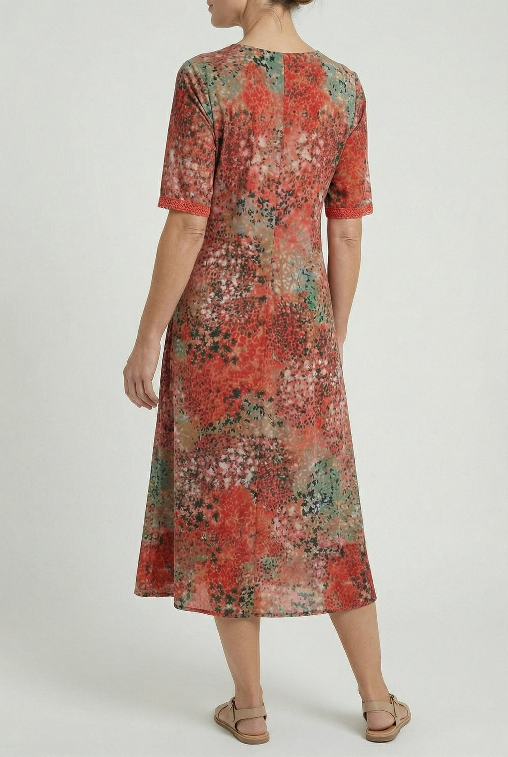 Floral Print Relaxed Midi Dress with Pockets