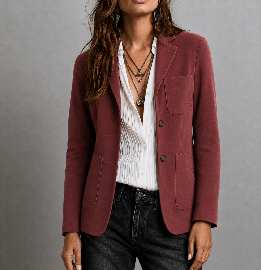Notch Lapel Suede Jacket