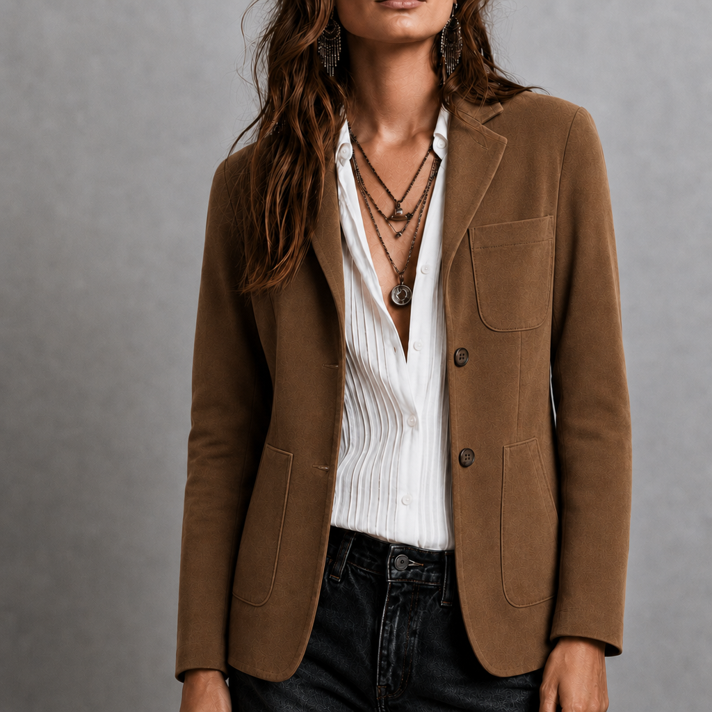 Notch Lapel Suede Jacket