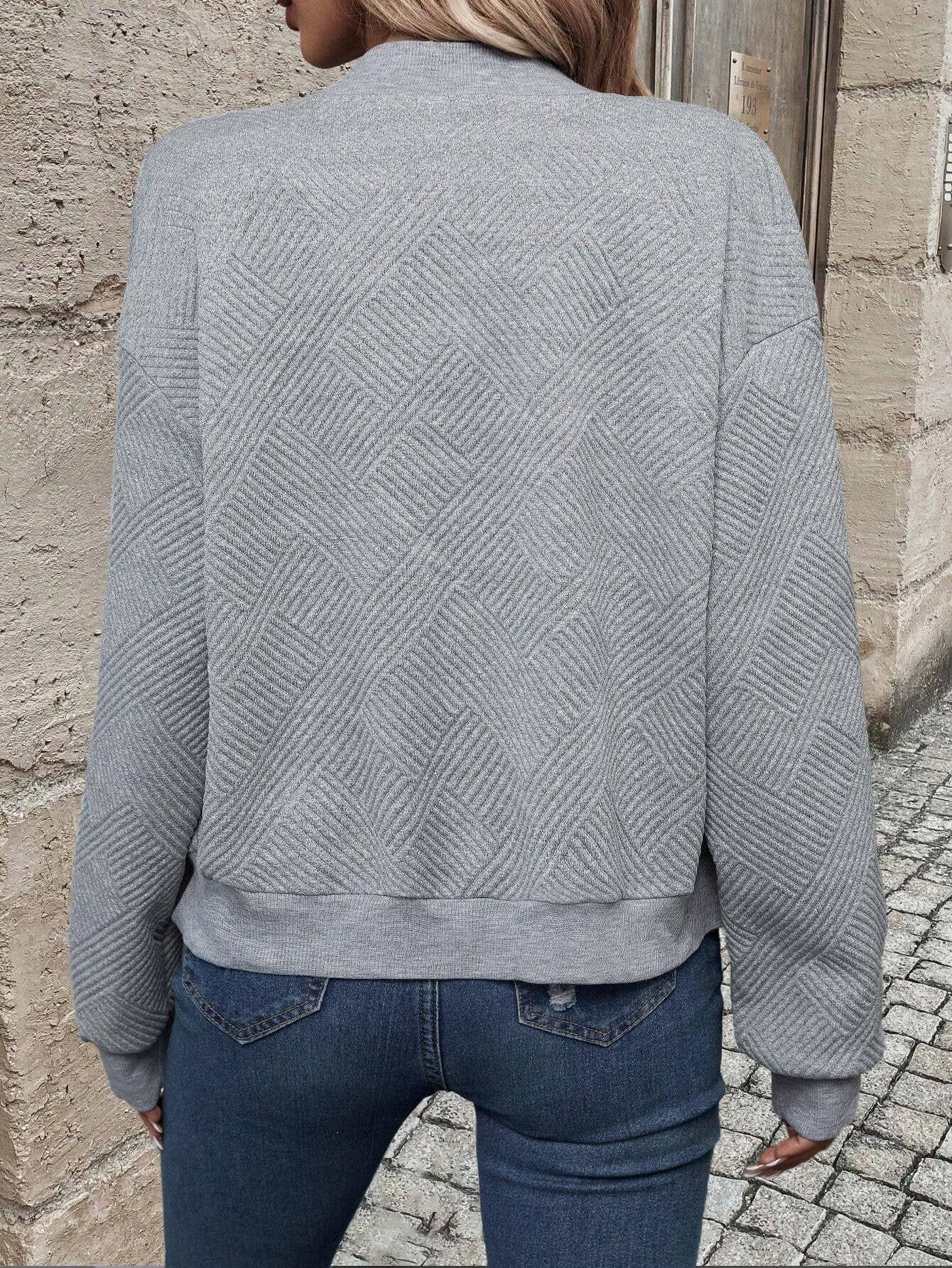Textured Zip-Up Lightweight Bomber Jacket