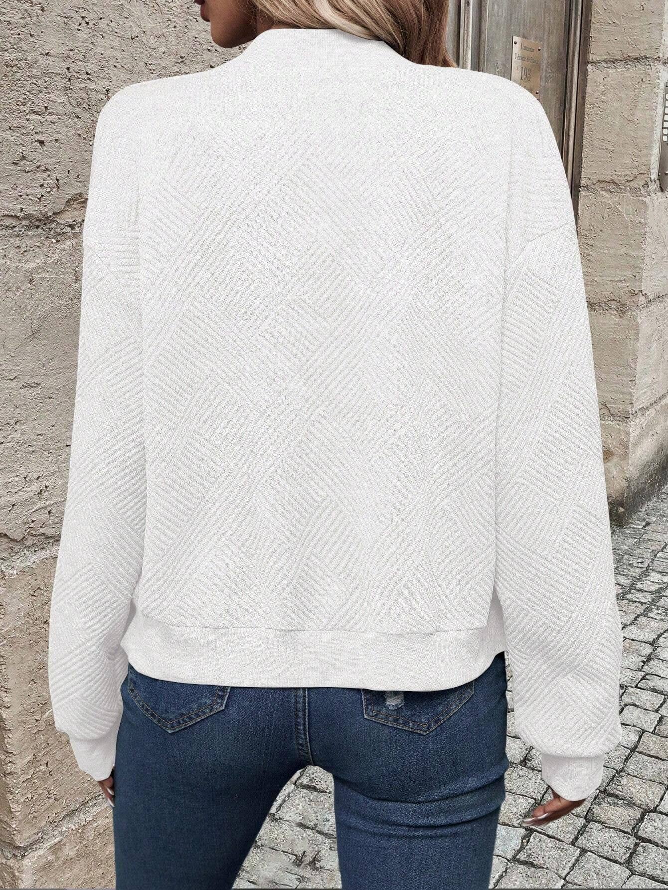 Textured Zip-Up Lightweight Bomber Jacket