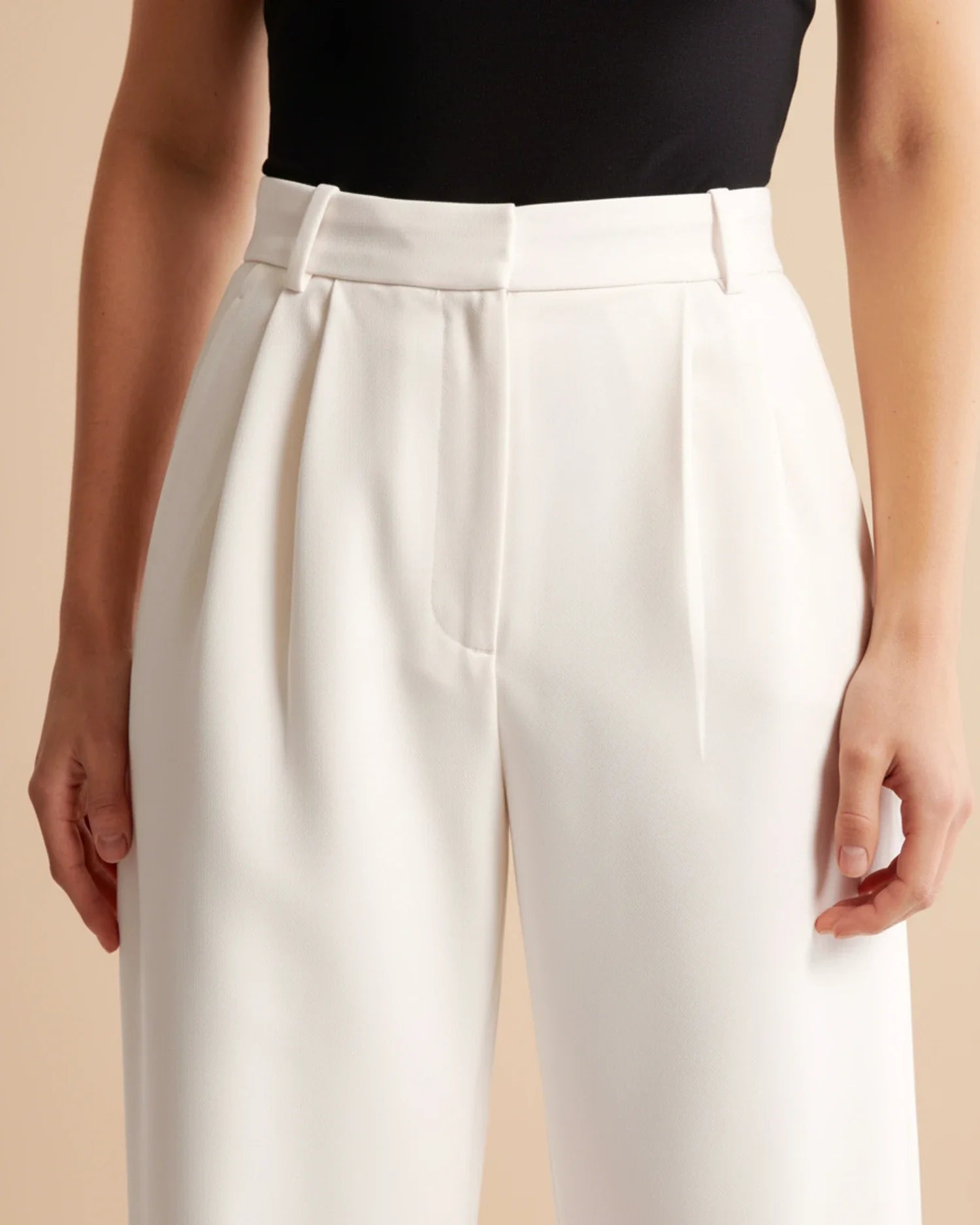 High-Waist Pleated Tailored Trousers