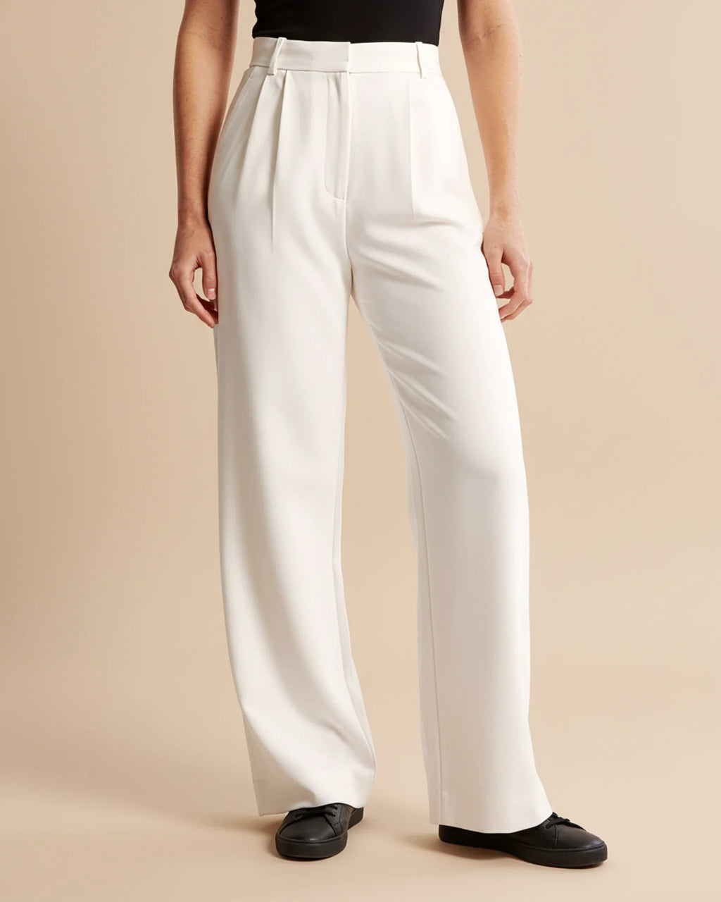 High-Waist Pleated Tailored Trousers