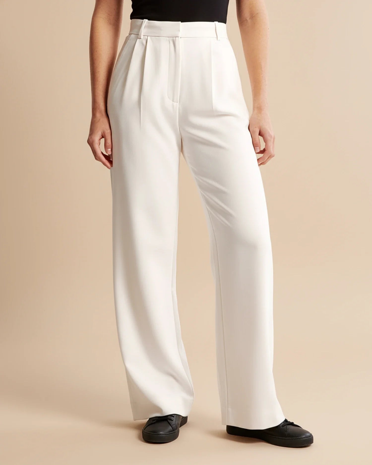 High-Waist Pleated Tailored Trousers