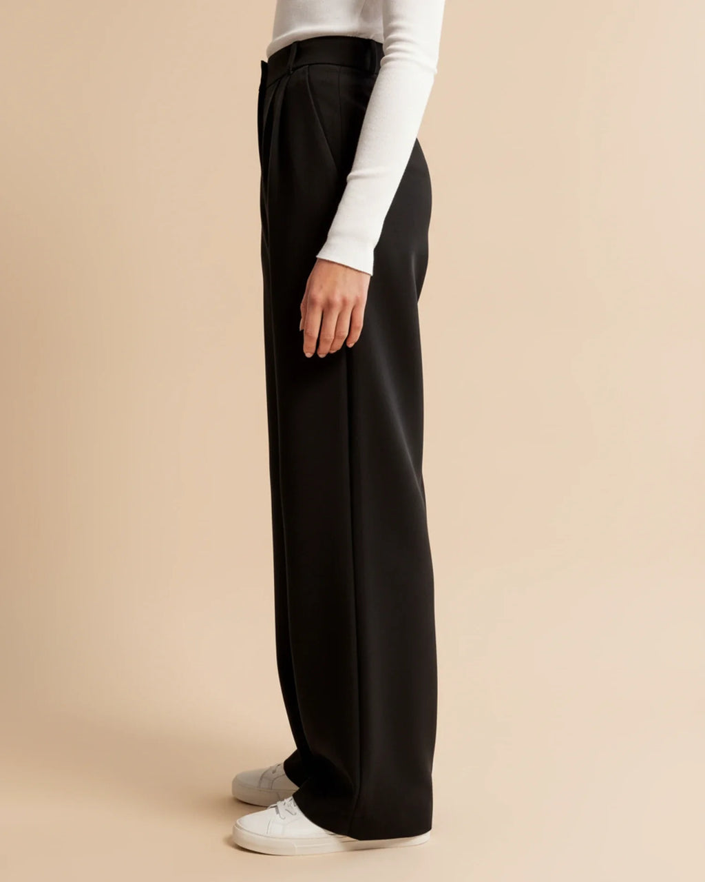 High-Waist Pleated Tailored Trousers